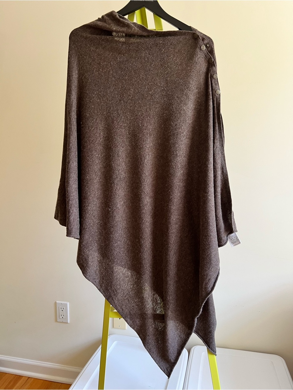 Seraphine Brown Asymmetric Snap-Shoulder Nursing Poncho